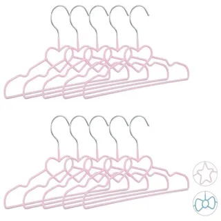 Relaxdays Kinderkleiderbügel Herz Metall Rosa 20 St.