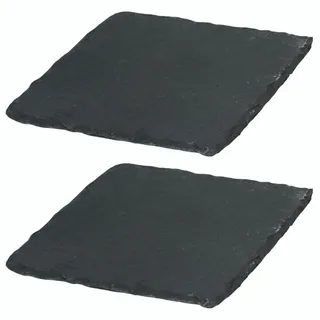 Novaliv 2x Schieferplatten I quadratisch I 15x15x0,5 cm I Schiefer Platten Schieferteller Servierteller Servierplatten Schiefer Teller Set Dekoplatte