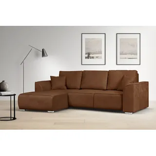 OTTO home Ecksofa OTTO HOME "BEATRICE optionale Schlafsofa mit Bettkasten, B/T/H: 265/170/86 cm", braun (cognac), B:265cm H:86cm T:170cm, 100% Polyester, Sofas, Ecksofa, L-Form, wahlweise auch mit Bettfunktion und Bettkasten