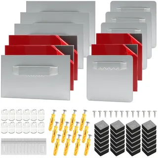 SRunDe 12erSet Spiegelhalterung Wand zum Kleben 6er Set 8x6cm&6er Set 4x4cm | Alu Aufhängung Bildaufhänger Selbstklebend Bilderhaken Putz Leinwand Aufhänger Kleben für Schwere Spiegelhalterung Wand