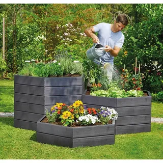 Hochbeet Garantia ERGO WOOD 6 Set Ø 110 cm 55x25cm Blumen Pflanz Kasten Beet