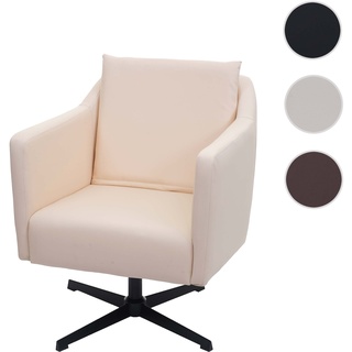 Lounge-Sessel HWC-H93b, Sessel Cocktailsessel Relaxsessel mit FuÃŸkreuz, drehbar ~ Kunstleder creme-beige