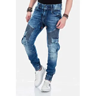 Cargojeans CIPO & BAXX "Jeans", Herren, Gr. 36, Länge 34, blau, 98% Baumwolle, 2% Elasthan, unifarben, skinny fit lang, Jeans, mit elastischen Bündchen am Saum, CD-446