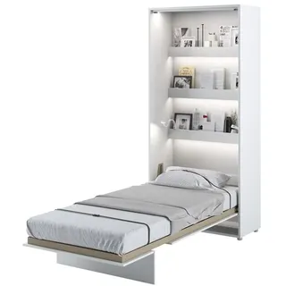 Homlando Lenart Schrankbett Bed Concept BC03 90x200 cm - Vertikal Schrankklappbett - Schrank mit integriertem Klappbett - Wandbett mit Lattenrost - Murphy Bed (Weiß Matt)