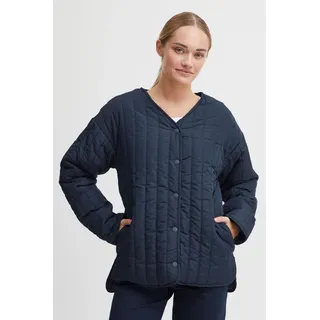 OXMO OXSaggy Damen Steppjacke Übergangsjacke Jacke mit Druckknöpfen V-Ausschnitt Oversize Fit leicht gefüttert - Schwarz - L