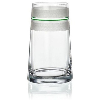 Crystalex Tischvase Vase Dekovase Kristallvase Stripes rot, gelb, blau oder grün 180 mm (1 St., 1 Vase), Kristallglas, handbemalt grün|weiß