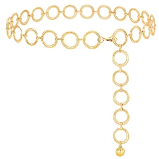 CCAIPU Damen Kettengürtel mit Metallringen, Mode Metall Taillenkette, Verstellbare Gürtel Silver Gold Gürtelkette für Kleider - Einheitsgröße