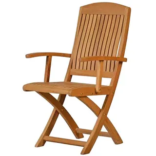 Teak Klappstuhl Brighton mit Armlehne Premium Holz Platzsparend Balkon Stuhl