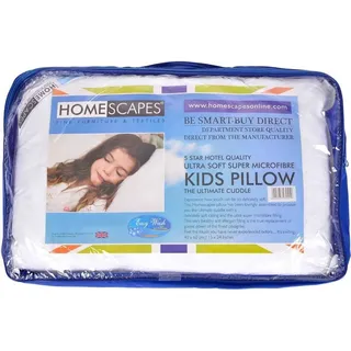 HOMESCAPES Kinder Kopfkissen gefüllt mit 100% Super Microfaser - Weiß