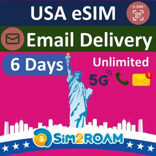 USA Travel eSIM, nutzt T-Mobile-Netzwerk | 6 Tage unbegrenzte 5G-Daten in den USA (inkl. Hawaii) | Low-Speed-Daten in Kanada und Mexiko | Unbegrenzte Anrufe und SMS | USA Native eSIM | Sofortige