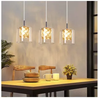 Nettlife Pendelleuchte Esszimmer Kristall Glas G9 Modern Hängeleuchte 120CM, Höhenverstellbar, LED wechselbar, Esstischlampe für Schlafzimmer Esszimmer Bar goldfarben