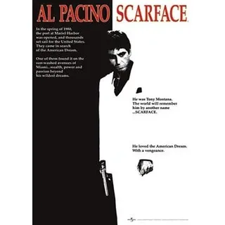 Maxi Poster Film Scarface Druck (Al Pacino, Schwarz und Weiß, 61x91 cm)
