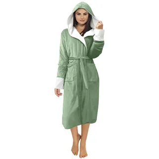 Bademantel Damen Waffelpique Sauna Mantel Mit Langem Bademantel Mit Aufgesetzten Taschen Saugstark Und Schnell Trocknend Hausmantel Leicht Pyjama Einfach Zum Kuscheln Flauschig Frottee Saunamantel