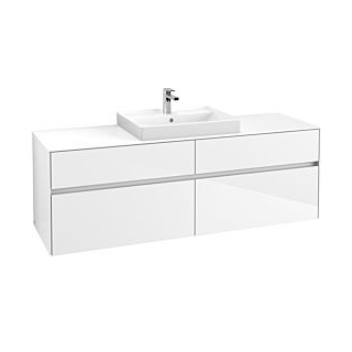 Waschbeckenunterschrank 160 x 55 cm Glossy White