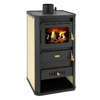 Prity Holzofen Kessel Massivkamin Zentralheizung S2 W10 - Legierter Stahl, Schwarz, Holz, 79 m2, 5 kW Raumheizung, 10 kW Wassererwärmung