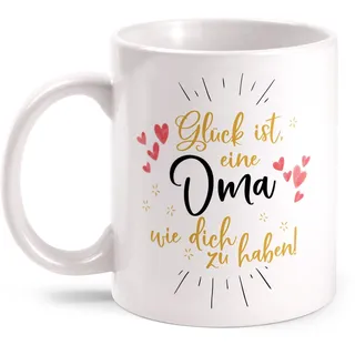 Fashionalarm Tasse Glück ist eine Oma wie dich zu haben - beidseitig bedruckt | Geburtstag Geschenk Idee für Großmutter | Du bist die Beste, Farbe:weiß