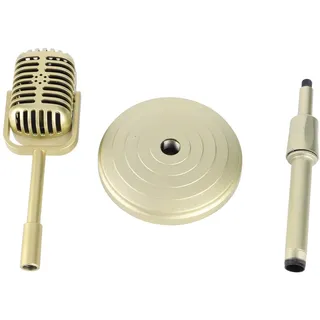 Klassisches Mikrofon im Retro-Stil, künstliches Mikrofon aus Kunststoff mit Stabiler Basis, Vintage-Bühnentischdekor für Partydekorationen (Gold)