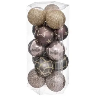 Atmosphera Créateur d'intérieur Weihnachtsbaumkugel Weihnachtskugeln aus Kunststoff, Ø 5 cm, 15er-Set rosa