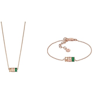 Emporio Armani für Frauen Rose Gold-Ton Sterling Silber Komponenten Halskette, Länge: 350mm+70mm, Breite: 10mm, Höhe: 5.5mm, Armband für Damen,Armband, Länge: 150mm+30mm,EG3579221
