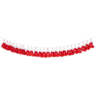 Adventskalender Socke Strumpf 260cm lang Rot Adventssäckchen Weihnachten Dekorat