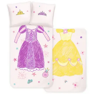 JACK Kinderbettwäsche Princess Prinzessin Disney Home 135x200cm, Renforcé, 2 teilig, Bunt, mit Reißverschluss bunt