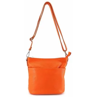 ITALYSHOP24 Schultertasche Made in Italy DAMEN LEDER TASCHE Crossbody Umhängetasche Mini Hobo Bag, Ledertasche Damentasche City Bag CrossOver Freizeit CrossBag Shopper orange
