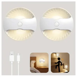 VIVIHEYDAY Bettleuchte 2X Wandleuchte LED Nachtlicht,mit Bewegungsmelder, Akku Kabellose, Wandlampe, LED Nachttischlampe Treppenbeleuchtung, USB Aufladbar, Warmweiß, Bewegungsmelder Licht für Treppenhaus Flur Schlafzimmer weiß