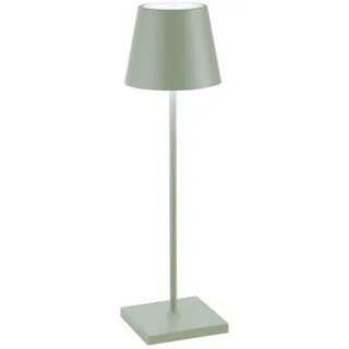 Zafferano, Poldina Pro Lampe, Kabellose, Wiederaufladbare Tischlampe mit Touch Control, Auch für den Außenbereich Geeignet, Dimmer, 2200-3000 K, Höhe 38 cm, Farbe Salbei