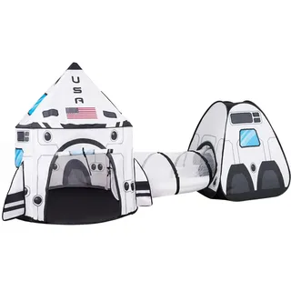 JOYIN Spielzelt JOYIN weißes Raketen-Pop-up-Zelt mit Tunnel für Kinder, In-/Outdoor weiß