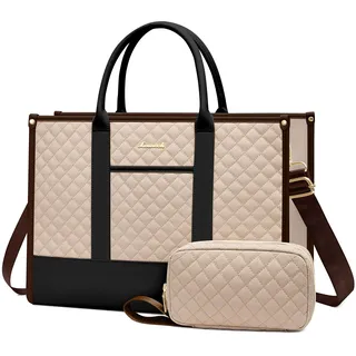 LOVEVOOK Laptoptasche Handtasche Damen 15,6 Zoll, Wasserdicht Arbeitstasche Groß Schultasche Shopper Tasche Aktentasche Lehrertasche, Leder Handbags Business Tasche für Uni Büro Arbeit - 15,6 Zoll