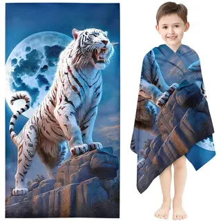 KIDSLOVE Tiger Strandtuch 90x180 cm Badetuch Waldtier Tiger Strandlaken Handtücher 50x100cm Für Kinder Tiger Badetuch Groß 100x200cm Microfaser Handtücher Handtuch (8,100 x 200 cm)