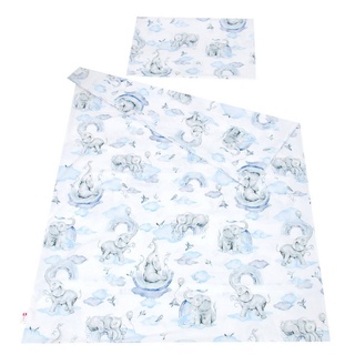 Kinderbettwäsche »BABYLUX Kinderbettwäsche 2Tlg. 100 x 135 cm Bettwäsche Bettbezug Baby«, BabyLux, 126. Elefanten Blau blau
