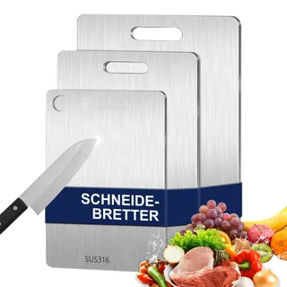 vapourd Titan Schneidebrett-Set Edelstahl 3-tlg. 34 x 23 cm Weiß