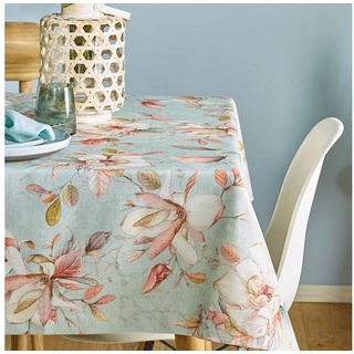 sander table + home Tischläufer Edler Tischläufer Nadine Baumwolle Blüten mint rosa 50 x 140 cm (1-tlg)