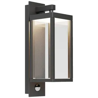 LUCANDE Laterne Aluminium 16,7 cm x 12 cm x 38 cm mit Bewegungsmelder grau