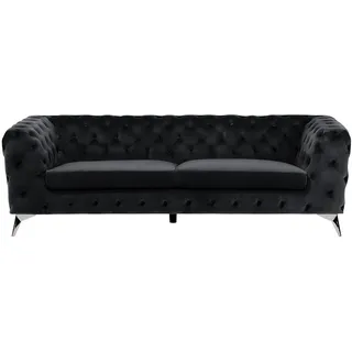 Beliani Couch Samtstoff 3-Sitzer Schwarz