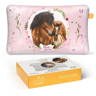 Smartsleep Nackenkissenbezug Kids Comfort, Rosa, Braun, Textil, Pferd, 50x32 cm, Made in Germany, atmungsaktiv, formstabil, hochwertige Qualität, Wohntextilien, Bezüge, Nackenrollenbezüge