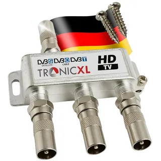 TronicXL 3fach BK Verteiler Premium Kabel Antennenverteiler Kabelfernsehen DVBC zb für Vodafone Splitter
