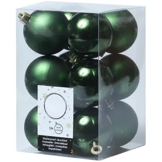 MARELIDA Weihnachtskugel bruchfest 6cm Christbaumkugeln glänzend matt grün 12St