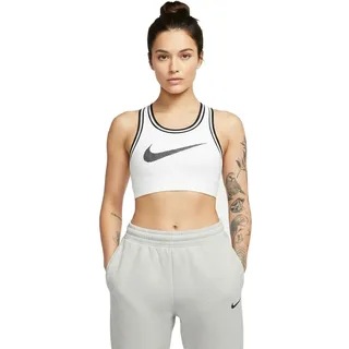 sportliches NIKE Jersey Bra Damen Sport-Bralette mit Dry-Fit Technologie Bustier BH FV6275-100 Weiß/Schwarz - S