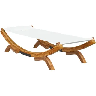 vidaXL Bugholz Loungebett mit Dach Sonnenbett Gartenliege Lounge Outdoor Bett Hängematte Sonnenliege 100x188,5x44cm Massivholz Creme