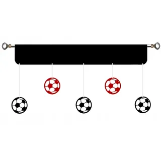 Vorhangpaneel Mit Fußbällen Für Junge Fußballspieler, 90 Cm, Schwarz Und Rot