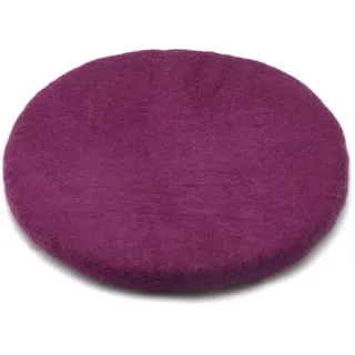 feelz Filzkissen Sitzkissen rund Filz Verschiedene pink-, lila-, beerentöne 100% Wolle 35 cm Höhe 2-3 cm Handarbeit (Aubergine hell)