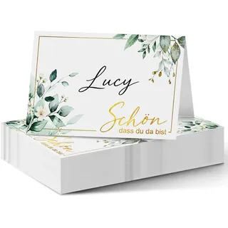 60 Stück Tischkarte-Schön dass du da bist,Tischkarten Hochzeit Namensschilder Platzkarten Tischkarte für Geburtstag, Konfirmation, Kommunion, Taufe uvm-110x85mm (60 Stück)