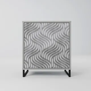 SpaceRebels Sideboard, Grau, Metall, Beton Optik, 1 Fächer, Rechteckig, Kufe, 57.5x67.5x42 cm, Wohnzimmer, Kommoden & Sideboards, Sideboards