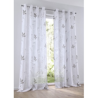 Kutti Vorhang Ösenschal Dandelion weiß, transparent, floral, Bedruckt, Store für Gardinenstangen 140 x 145 cm (1 Stück)