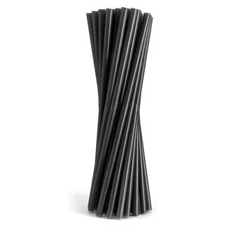 200 Mehrweg Plastik Trinkhalme / Strohhalme schwarz