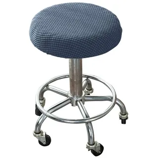 Rosnek Stuhlhusse Barhockerbezug Stuhlbezug Stretch, Stuhlüberzug Rollhocker Barhocker, mit Strukturoptik blau