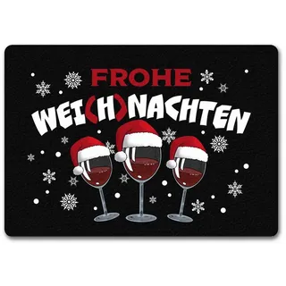 speecheese Fußmatte Frohe Wei(h)nachten Wein Fußmatte in 35x50 cm ohne Rand 35 cm