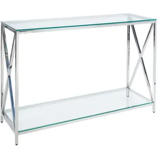 Beliani Audet Konsolentisch 120 x 40 x 76 cm Silber/Transparent